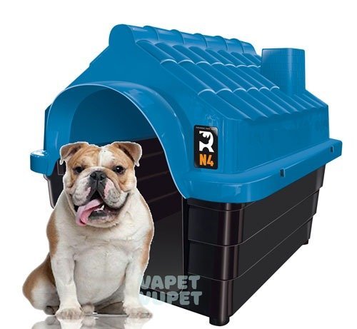 Casinha Cachorro Casa Plástica Desmontável N4 Mecpet Azul - 3
