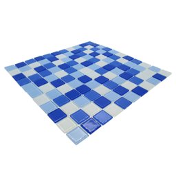 Pastilha de Vidro Cristal Azul Lisa Mescla 30x30cm - 5