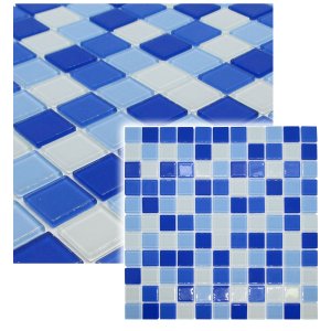 Pastilha de Vidro Cristal Azul Lisa Mescla 30x30cm
