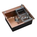 Ver imagem 3 de Cuba para cozinha gourmet pia aço inox com acessórios Corubos Pingoo.casa - Dourado Rose