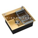 Ver imagem 3 de Cuba para cozinha gourmet pia aço inox com acessórios Corubos Pingoo.casa - Dourado