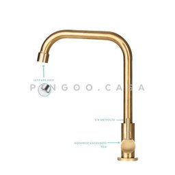 Torneira para cozinha em Aço Escovado Tinguá Pingoo.casa - Dourado - 4