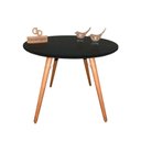 Ver imagem 1 de Mesa Jantar Pés Palitos Tampo Redondo Vidro Laqueado 110cm Preto
