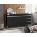 Ver imagem 3 de Balcão Gabinete para Pia Andreia com Tampo 160cm 3 Portas 3 Gavetas Preto