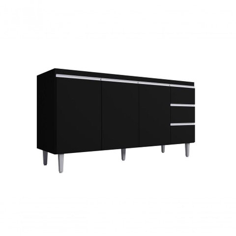 Balcão Gabinete para Pia Andreia com Tampo 160cm 3 Portas 3 Gavetas Preto