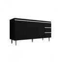 Ver imagem 1 de Balcão Gabinete para Pia Andreia com Tampo 160cm 3 Portas 3 Gavetas Preto