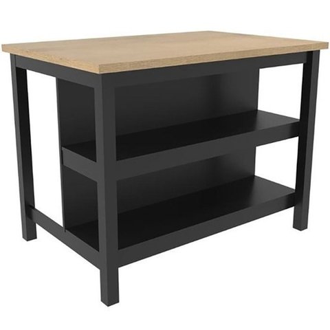 Bancada Ilha Cozinha 2 Prateleiras 120x80 Cm Cd1019 Preto Dtall