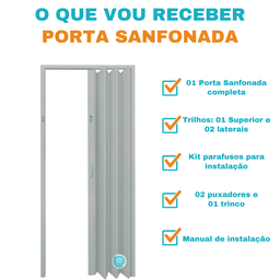Porta Sanfonada Pvc 0,84x2,10 Multilit Cinza - 5