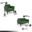 Ver imagem 3 de Conjunto 2 Poltronas e 1 Namoradeira Decorativa Karen Pés Fixo em Madeira Preto Suede Verde G19 - Gr