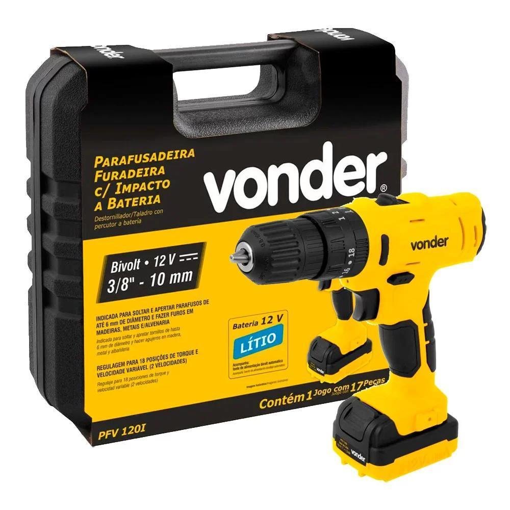 Parafusadeira/furadeira Impacto Vonder 12v Bivolt Pfv120i