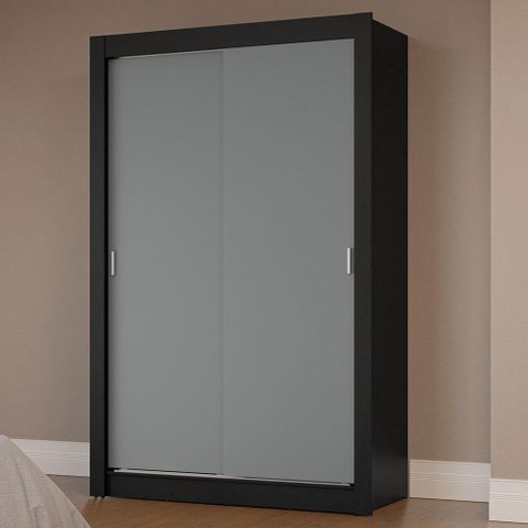 Guarda-roupa Solteiro 2 Portas de Correr Preto/cinza Milano Madesa