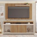 Ver imagem 6 de Conjunto Decorativo Rack e Bancada Brendan Mdf/mdp Ripado para Tv 55 Pol. Buriti/offwhite G11 - Gran