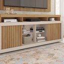 Ver imagem 7 de Conjunto Decorativo Rack e Bancada Brendan Mdf/mdp Ripado para Tv 55 Pol. Buriti/offwhite G11 - Gran