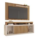 Ver imagem 4 de Conjunto Decorativo Rack e Bancada Brendan Mdf/mdp Ripado para Tv 55 Pol. Buriti/offwhite G11 - Gran