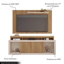 Ver mais imagens de Conjunto Decorativo Rack e Bancada Brendan Mdf/mdp Ripado para Tv 55 Pol. Buriti/offwhite G11 - Gran