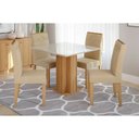 Ver imagem 1 de Conjunto: Mesa de Cozinha Sophia C/ Tampo Madeirado C/ Vidro 95x95cm e 4 Cadeiras Taís Nature/off