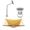 Ver imagem 1 de CUBA DE VIDRO RETANGULAR 39CM DOURADO REAL + VALVULA CLICK + TORNEIRA