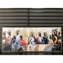 Ver imagem 3 de Quadro 150x50cm Santa Ceia Moldura Flutuante Madeira Clara