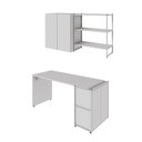 Ver imagem 3 de Escrivaninha 1,5m C/ Balcão Lateral Armário Aéreo e Nicho F5 Cor:cinza