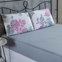 Ver imagem 2 de Jogo de Cama Malha Lençol 100% Algodão Primavera 3 Peças Casal - Floral Cinza