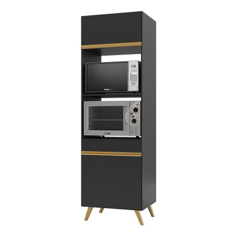 Paneleiro 2 Portas para Forno e Micro-ondas Veneza Gb Multimóveis Preta
