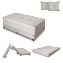 Ver imagem 1 de Pufe Cama Dobrável Casal 130cm com 02 Capas para Almofada 65x45 Due Decor Casal com Capa Suede Café
