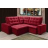 Sofá Lisboa Retrátil e Reclinável Mola Veludo 230x230 Vermelho - 1