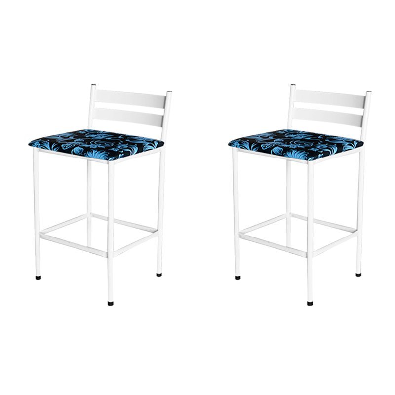 Conjunto 2 Banquetas Americana Formato Ergonômico Epoxi Branca para Cozinha com Assento Customizado: - 1