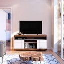Ver imagem 5 de Rack Bancada para Tv até 55" 136cm Nogueira Real/off White