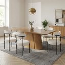Ver imagem 1 de Mesa Jantar Vidro 160cm Kit 6 Cadeiras Base Aço Preto Boucle Ted H02 - D'Rossi