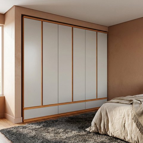 Guarda-Roupa Casal 100% MDF com 6 Portas e 9 Gavetas Casuá Cinamomo Off-White