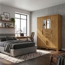 Ver imagem 1 de Guarda Roupa Compacto 6 Portas 3 Gavetas Espelho Roupeiro Nature