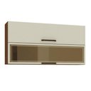 Ver imagem 1 de Armário 2 Basculante C/ Vidro 120 Cm Lapis Nogueira Off White