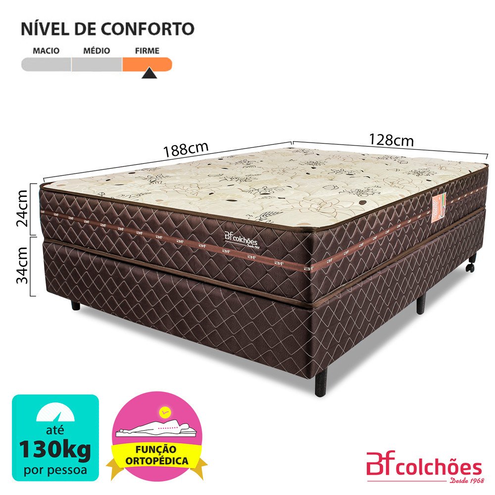 Cama Box Colchão Viúva Ortopédico Firme Espuma D33 Antialérgico Certificado 128x188x58CM BF Colchões - 3