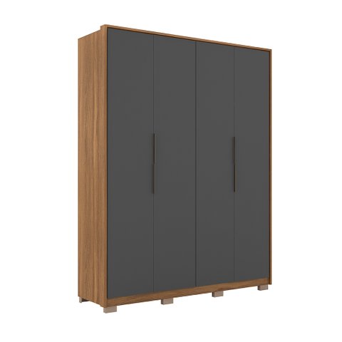 Guarda-Roupa Roupeiro de Casal Florença com Pés 4 Portas Grafito