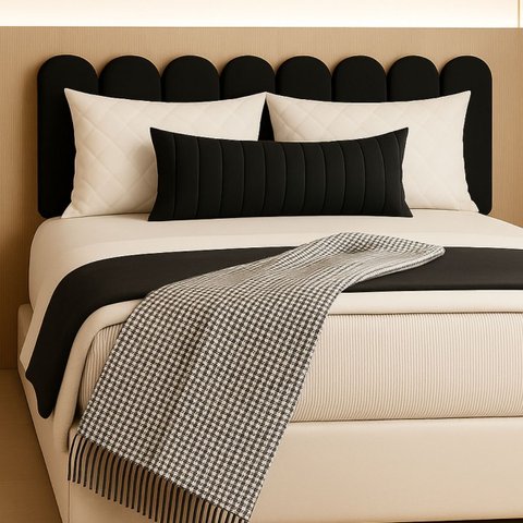 Cabeceira Queen Size Design Nuvem 45x20cm 8 Placas em Suede:preto