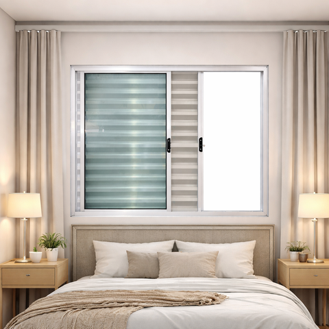 Janela Veneziana 3 Folhas Alumínio Branco 120x120 Linha Esmeralda