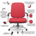 Ver imagem 4 de Kit Cadeira de Escritório Giratória e 2 Cadeiras Fixas Cromada Magno P03 Crepe Vermelho - Lyam