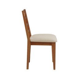 Kit 4 Cadeiras de Jantar em Madeira Maciça Aline Estofado Linho Creme - Mel - 5