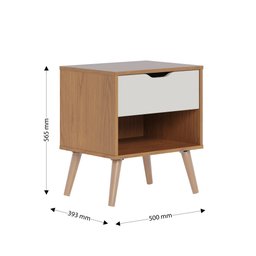Mesa de Cabeceira 1 Gaveta e Nicho Lisboa M-102 Freijo Off White Colibri Moveis - 6
