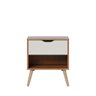 Mesa de Cabeceira 1 Gaveta e Nicho Lisboa M-102 Freijo Off White Colibri Moveis - 4