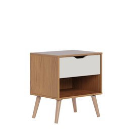 Mesa de Cabeceira 1 Gaveta e Nicho Lisboa M-102 Freijo Off White Colibri Moveis - 5
