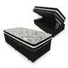 Cama Box Baú Solteiro Premium 078x188 + Colchão de Molas Black 22cm - Sued Preto - 1