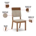 Ver imagem 4 de Mesa Jantar Vidro 120cm Kit 4 Cadeiras Base em Madeira Caramelo/Creme H02 - D'Rossi