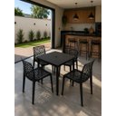 Ver imagem 1 de Mesa Quadrada 80x80 com 4 Cadeiras Gruvyer Preto em Polipropileno para Área Externa