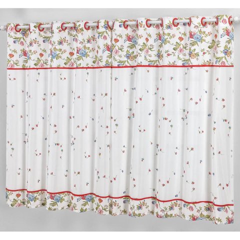 Cortina Fiorella para Quarto Branco Varão Simples 2 Metros - Bordados Ricardo 1823