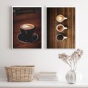 Ver imagem 2 de Kit 2 Quadros Rústicos Fotografias Cafés 24x18cm - com vidro:Madeira branca