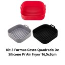 Ver imagem 2 de Kit 3 Formas Cesto Quadrado de Silicone P Air Fryer 16,5x6cm