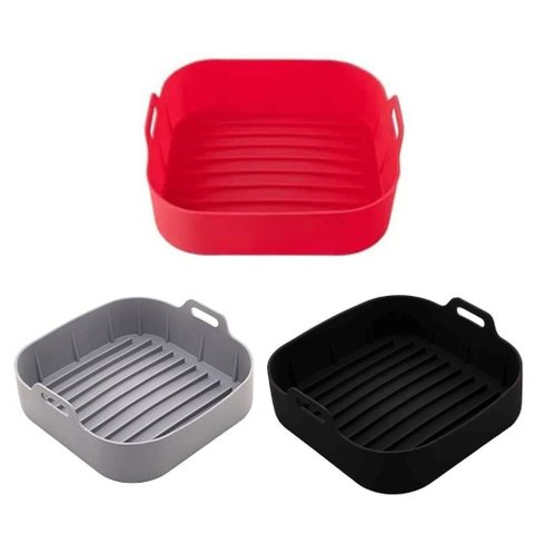 Kit 3 Formas Cesto Quadrado de Silicone P Air Fryer 16,5x6cm