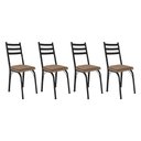 Ver imagem 1 de Kit 4 Cadeiras de Cozinha Luisiana Estampado Rattan Bege Pés de Ferro Preto